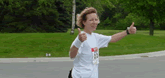 Susan's thumbs up for the finish
